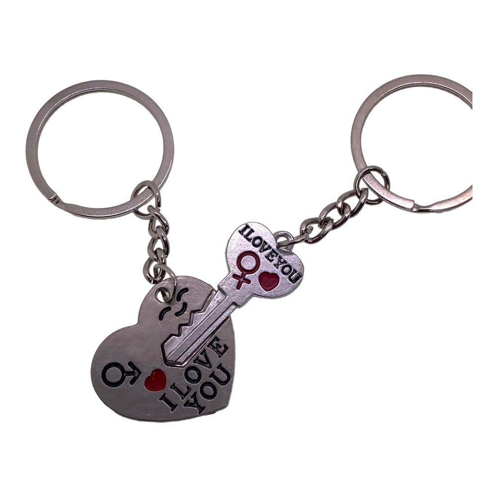 His Hers Couples Boyfriend Girlfriend Husband Wife HEART Key Rings Set Gift Box